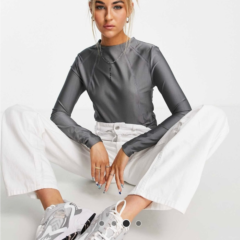 Topshop Be Heard long sleeve gray Top